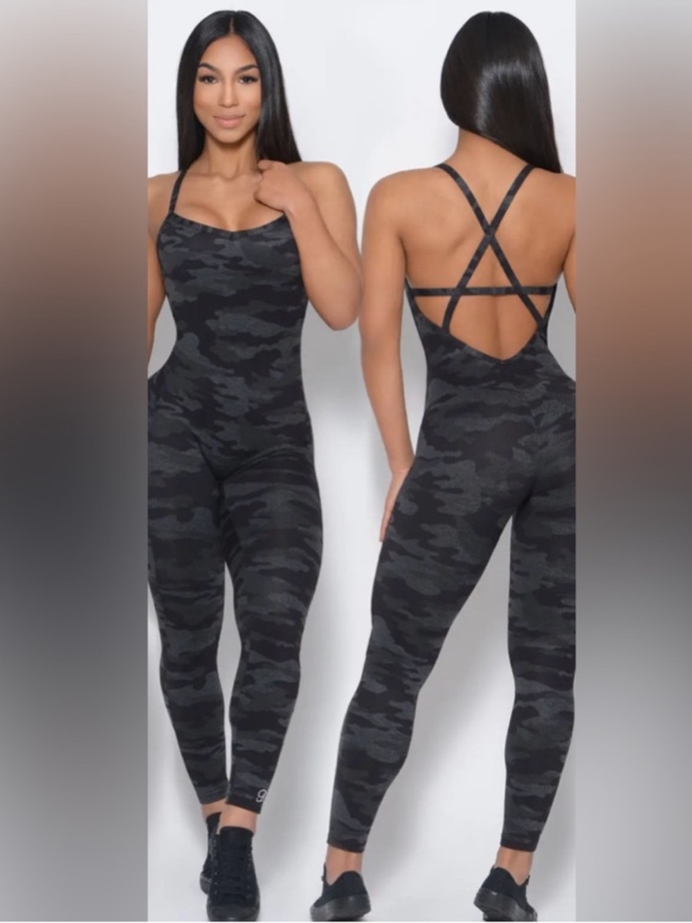 Bombshell Sportswear Sculpt Bodysuit black grey Camo